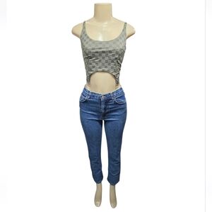 MISBHV Lingerie Monogram Reflective top olive size S